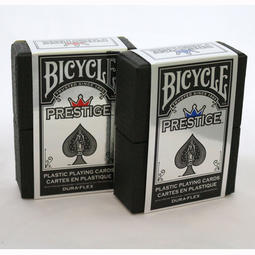 Bicycle Prestige Plastic Poker Size Playing Cards 2 Decks Red and Blue BRAND NEW 