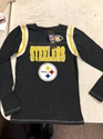 Officiall NFL Womens Black Long Sleeve T-Shirt Pittsburgh Steelers, Size Small 