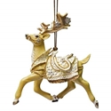 Westland Giftware Reindeer Holiday Ornament Mistletoe Tin Decoration Ivory Gold 