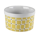 Kris Ruff Ceramic Scrollwork Ramkin Serving Bowl White Yellow 