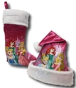 Disney Princess Cinderella, Ariel & Rapunzel Christmas Pink Santa Hat & Stocking Set (Princess Pink Cinderella, Ariel & Rapunzel) 